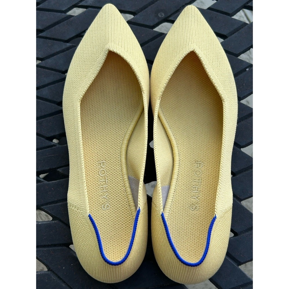 Rothy's The Point Daffodil Yellow Pointy-Toe Flats Ballet Shoes Sz Womens 8.5